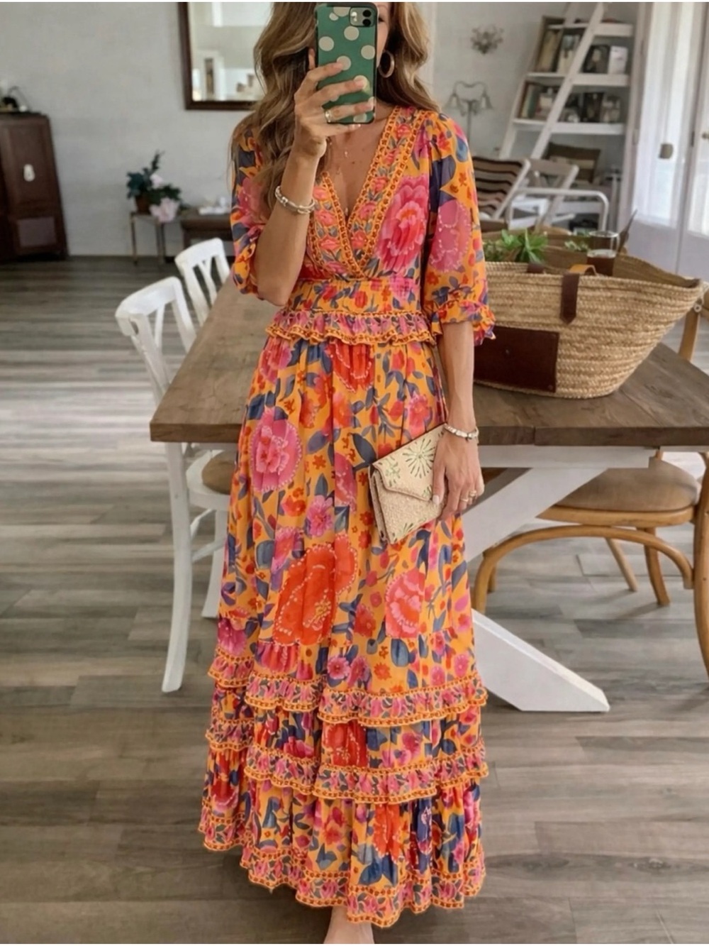 Farm Rio Floral Dream Short Sleeve Maxi Dress - Picture 1 of 7